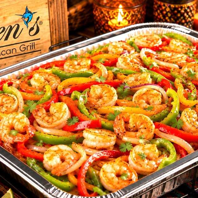 Tray of Shrimp Fajitas (Serves 10).
