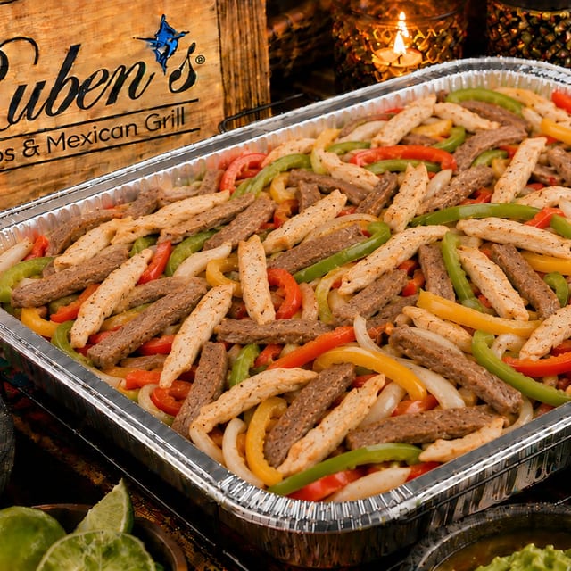 Tray of Steak & Chicken Fajitas (Serves 10).