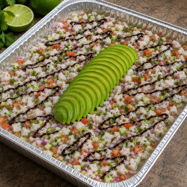 Tray Ceviche de Pescado (Fish Ceviche) 8-10.