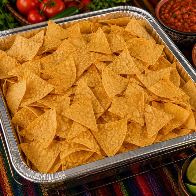 Crispy Tortilla Chips Half Size Aluminum Tray.