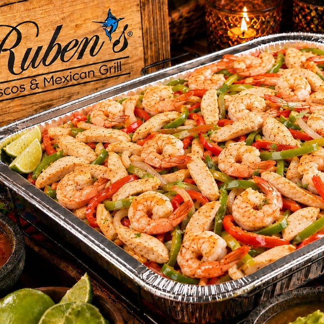 Tray of Shrimp & Chicken Fajitas (Serves 10).