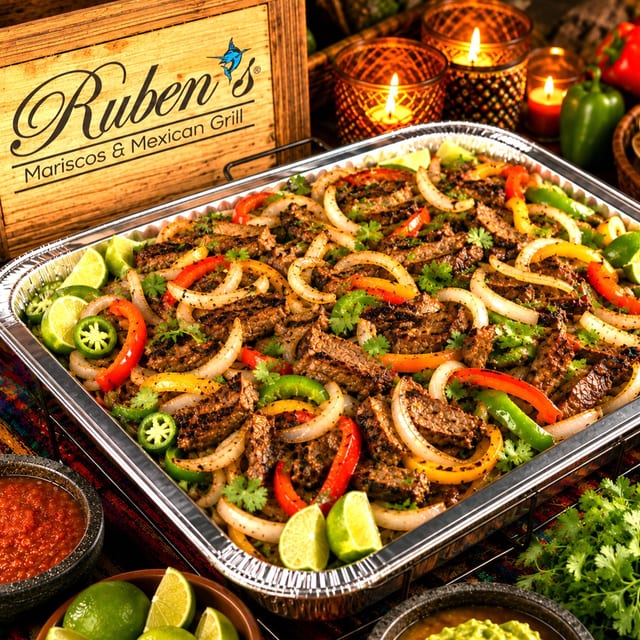 Tray of Steak Fajitas (Serves 10).