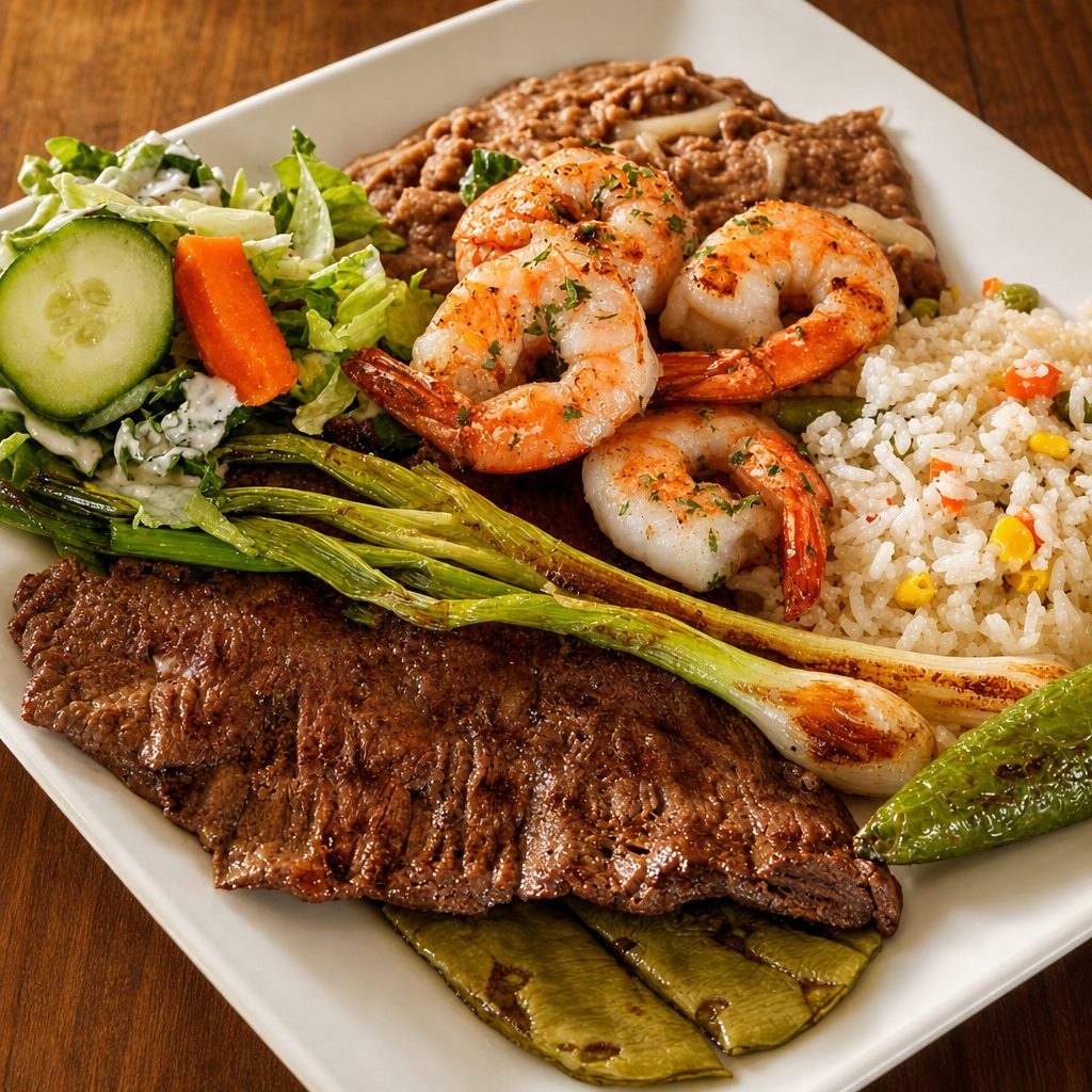 Carne Asada y Camarones.