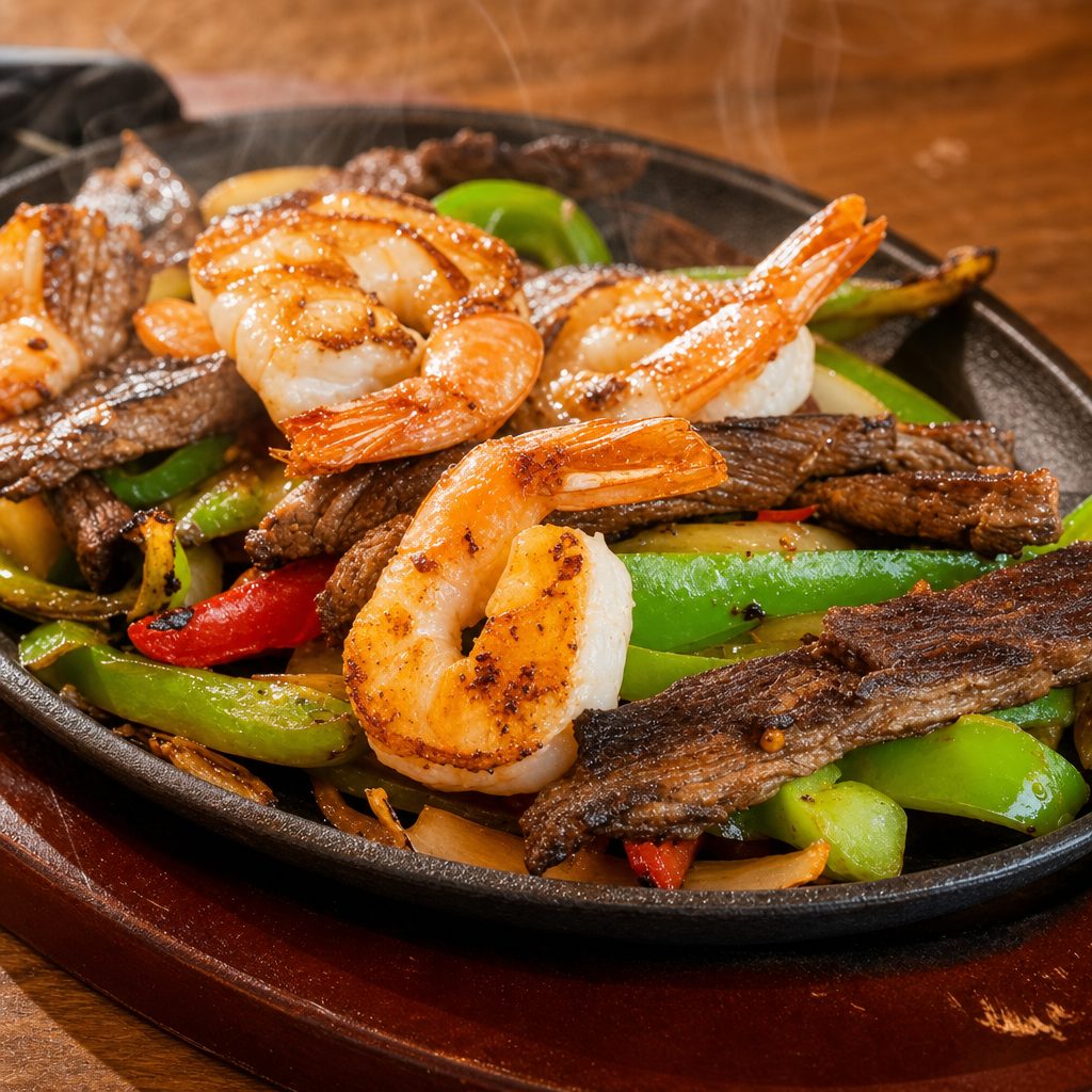 Shrimp & Steak Fajitas.